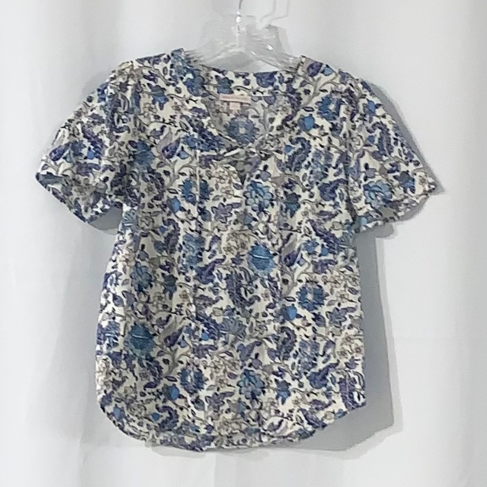 Knox Rose Short Sleeve Cotton Floral Blouse